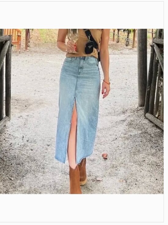 pistola Dresses & Skirts - Anthropologie Pistola Alice Midi Denim Split Front Brooklyn Midi Skirt 26